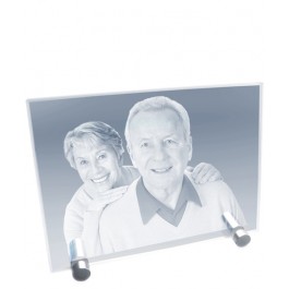 Grande plaque photo laser sur pieds métal